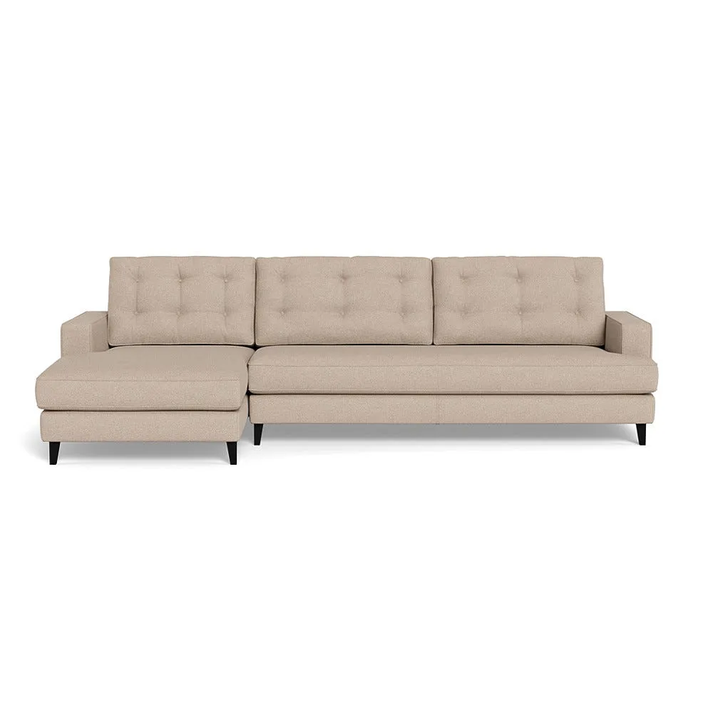 Heal's Mistral Left Hand Facing Corner Sofa Boucle Tweed Pearl Black Beech Feet 1