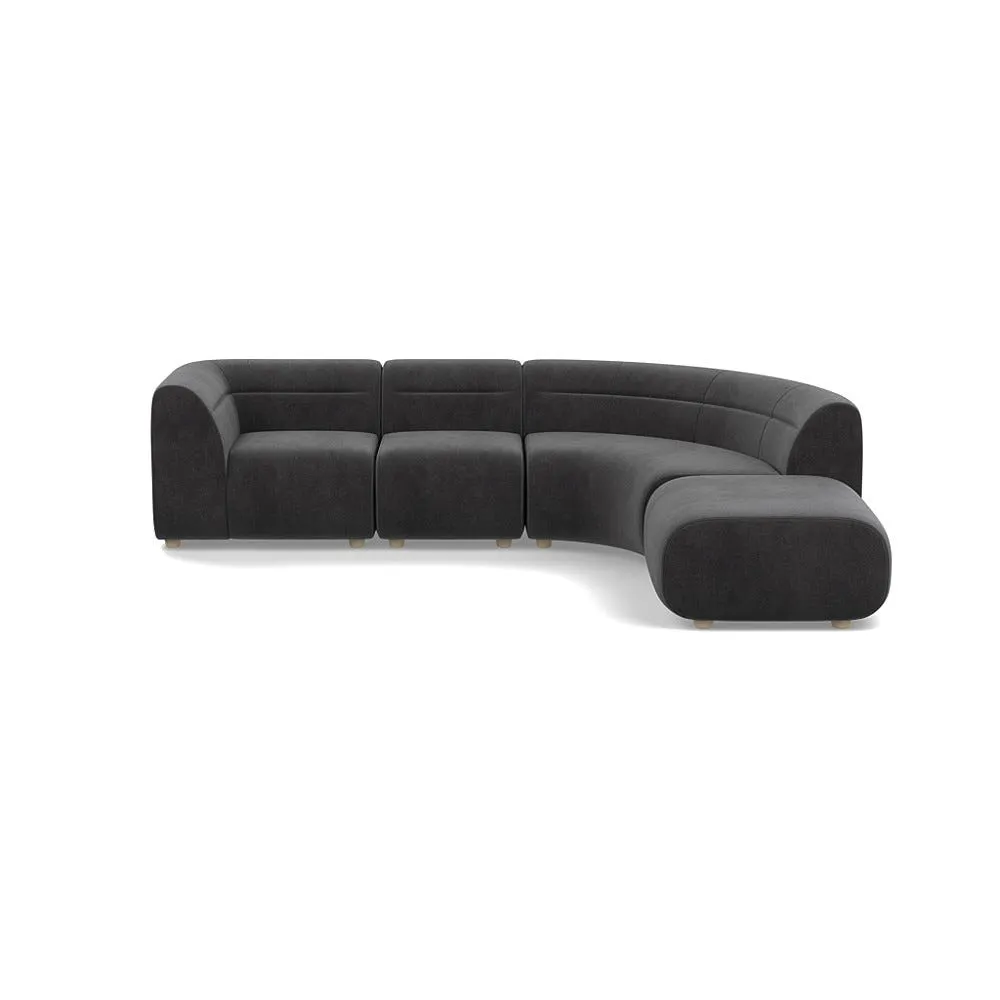 Heal's Lilli Right Hand Facing Curved Corner Sofa Smart Luxe Velvet Nickel Natural Beech Feet 1