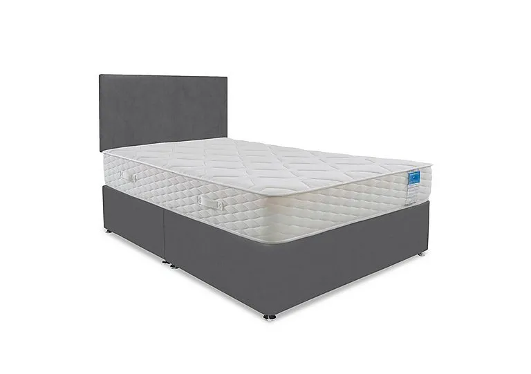 Memory Plus Divan Set With No Storage - King Size - Plush Dark Grey