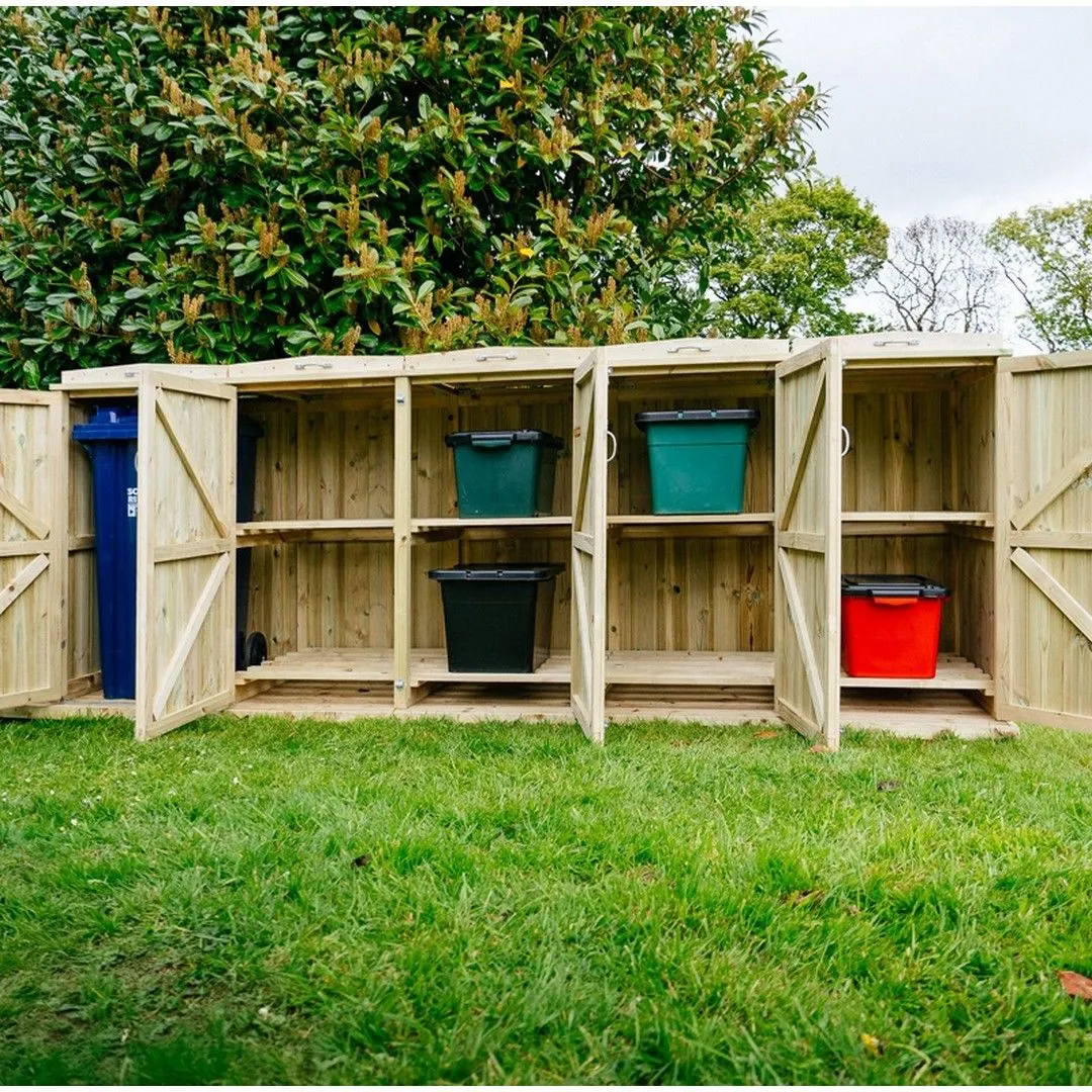 Buttercup Farm Shireburn Bin Store, Fits 1x 180L/240L Wheelie Bins & 8x Boxes in Brown 2