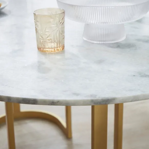 Sascha 6 Seater Oval Dining Table, Marble 2