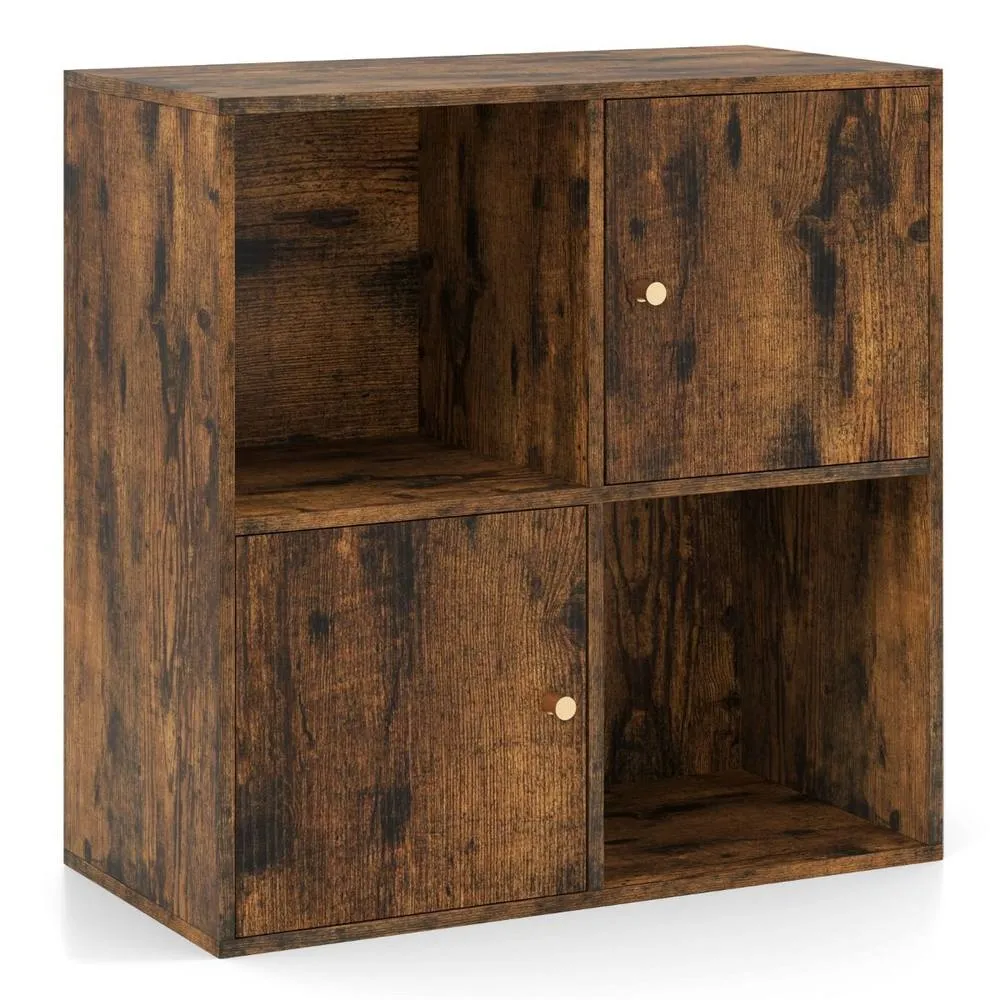 Costway 4-Cube Bookcase 3-Tier Bookshelf Storage Organizer in Brown 6