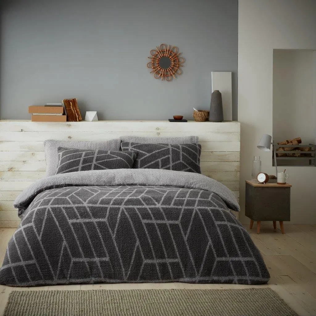 GAVENO CAVAILIA Ely Geo Printed Duvet Cover in Charcoal 1