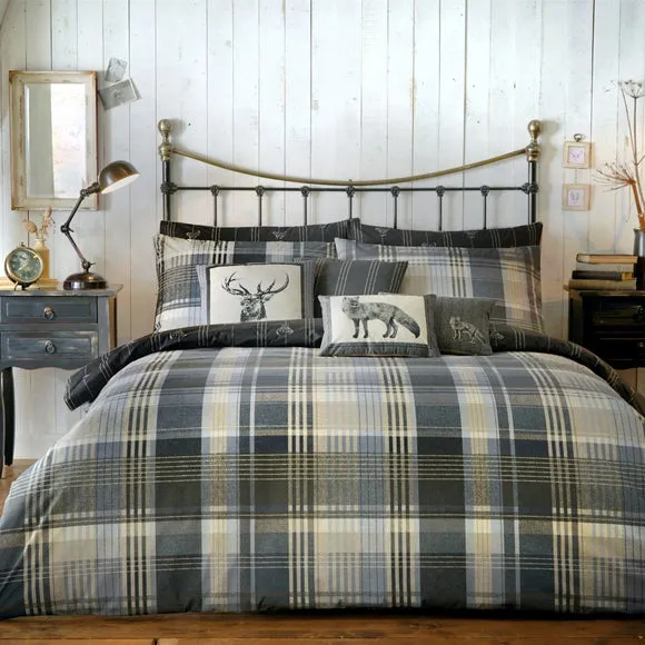 Dreams & Drapes Lodge Connolly Check 100% Brushed Cotton Duvet Cover & Pillowcase Set 1