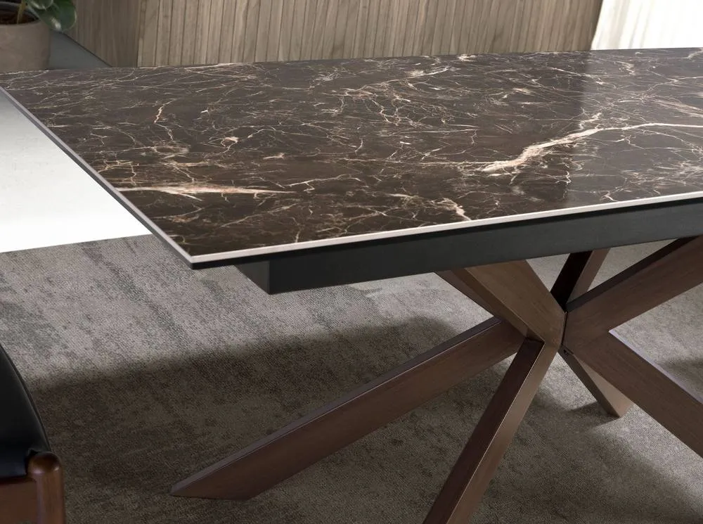Angel Cerda Extendable Dining Table Brown Porcelain Marble Top 6