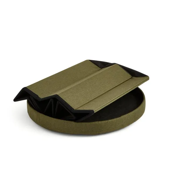 Faux Linen Round Ottoman 4