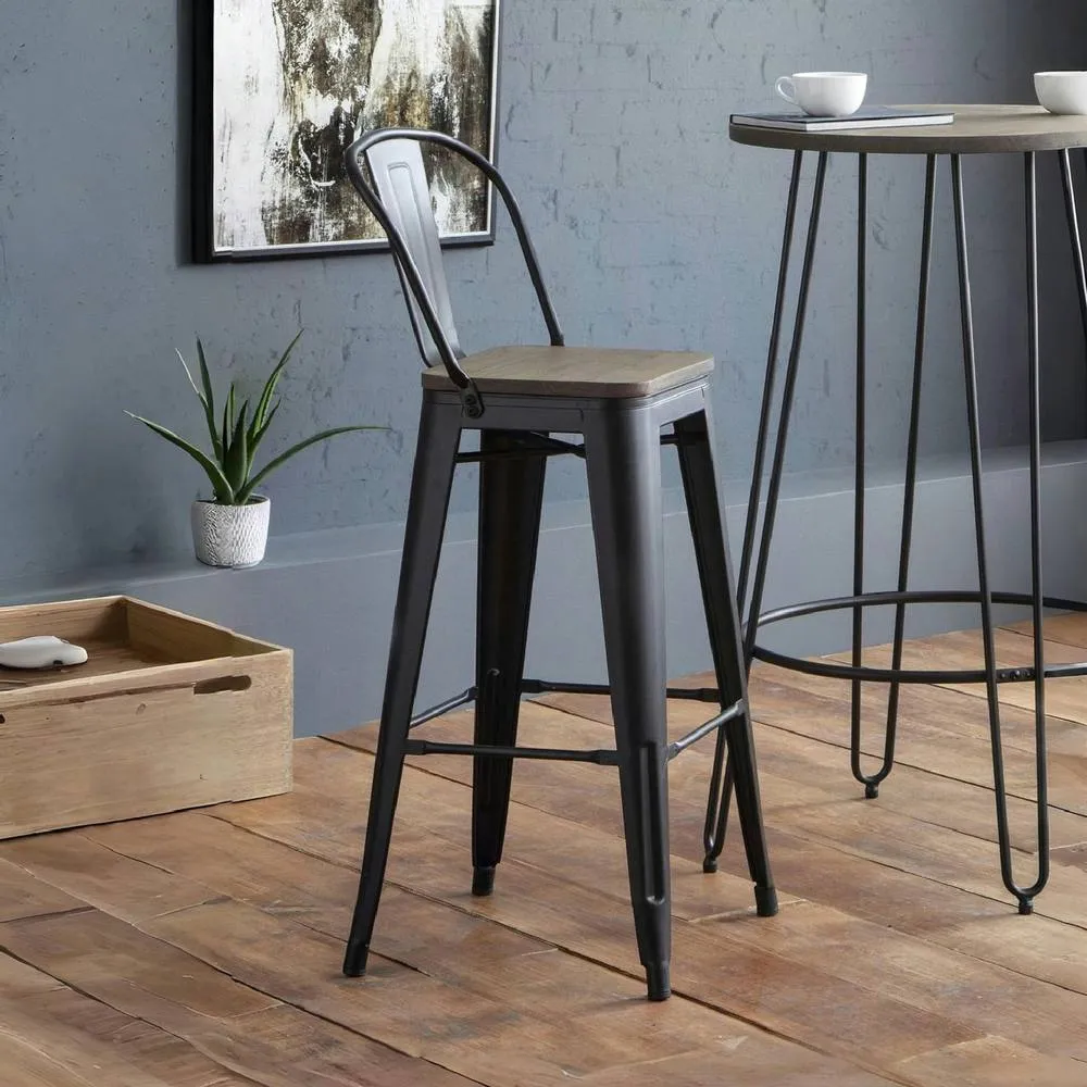 netfurniture Camden Metal Bar Stools (Set of 2) in Black