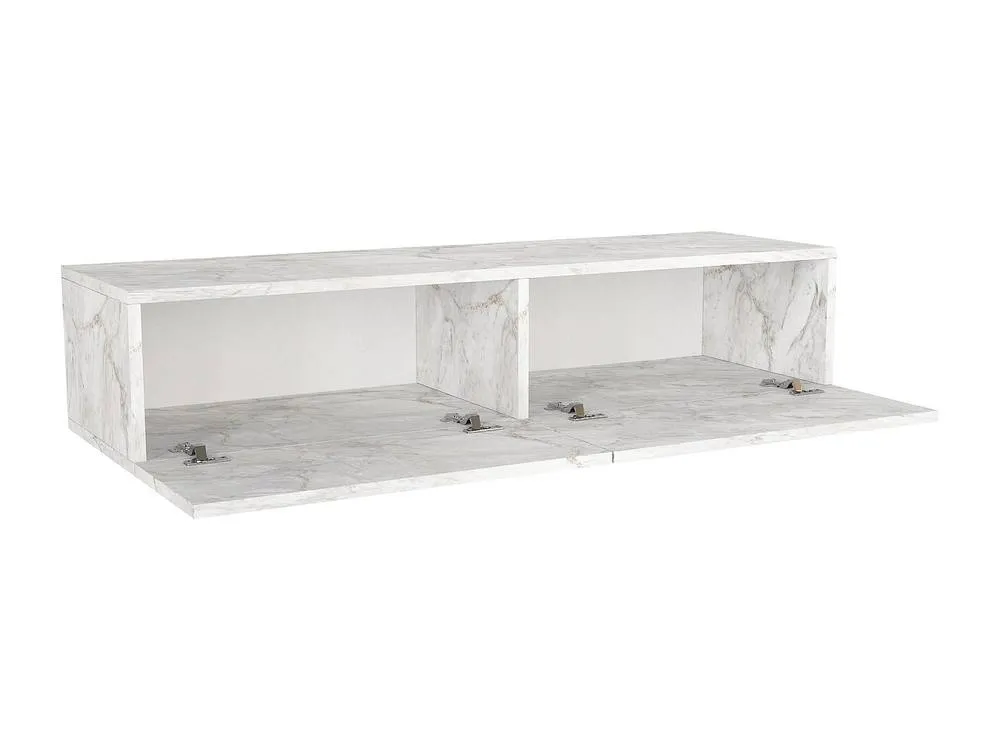 Vente-unique Wall-Mounted Console Table With 2 Doors - White Marble Effect - TENIDA 6
