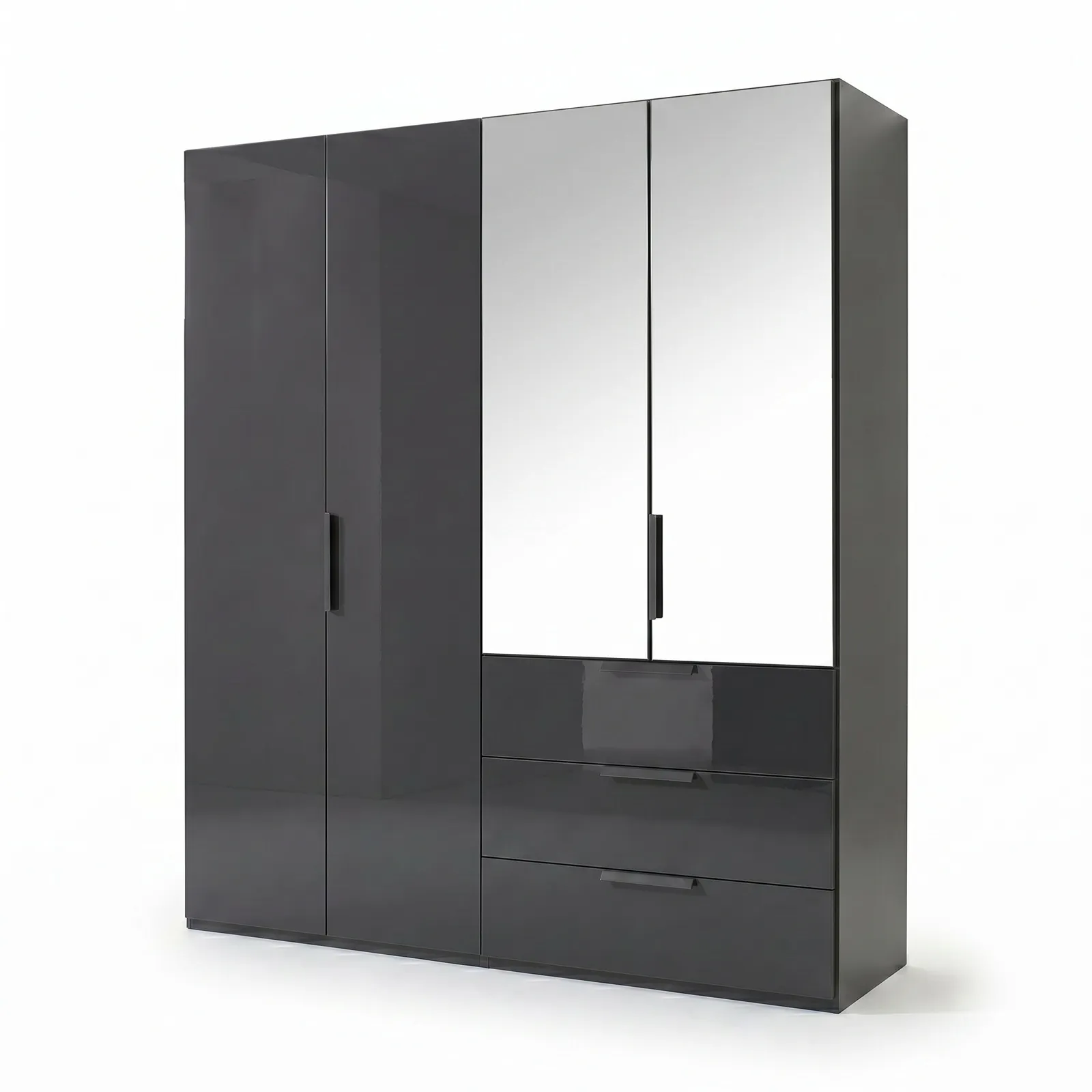 Atlanta 4 Door 3 Drawer Wardrobe 201Cm Height 223Cm, Black | Barker & Stonehouse 2