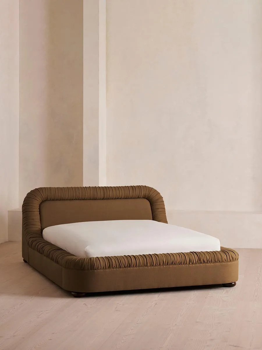 Vara Bed, Super King, Linen, Ochre