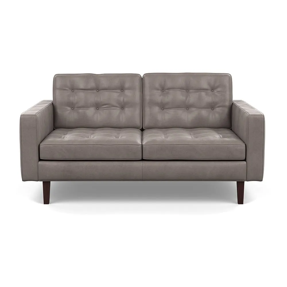 Heal's Hepburn 2 Seater Daino Leather Elephant Black Feet