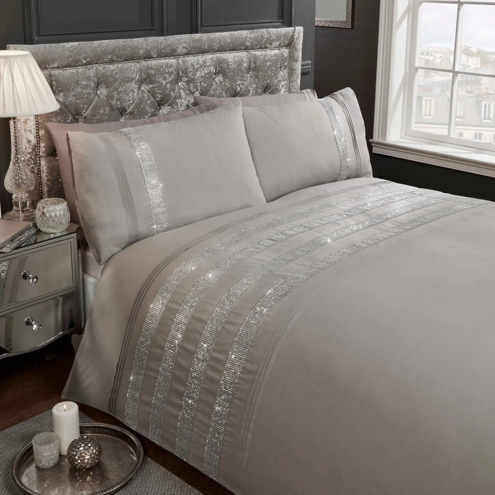 Rapport Home Carly Polycotton Duvet Cover Set with Pillowcase in Grey 1