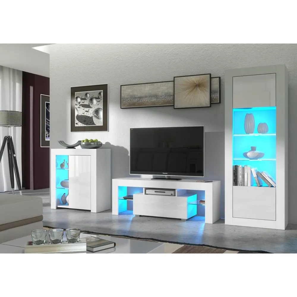 Creative Furniture Floe TV Unit 130cm - White with Gloss Doors 5