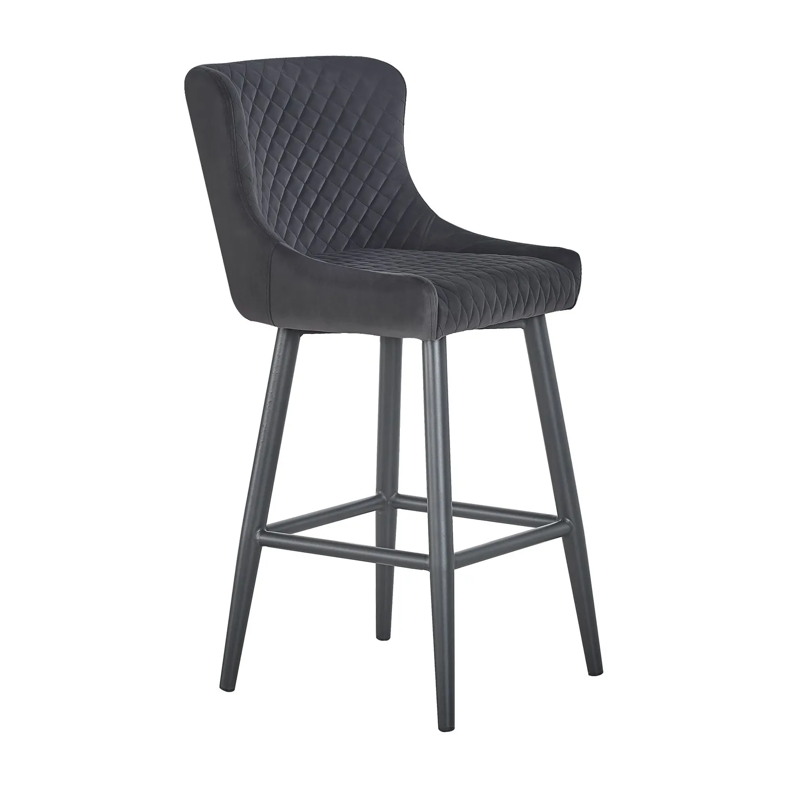 Montreal Velvet Bar Stool Charcoal