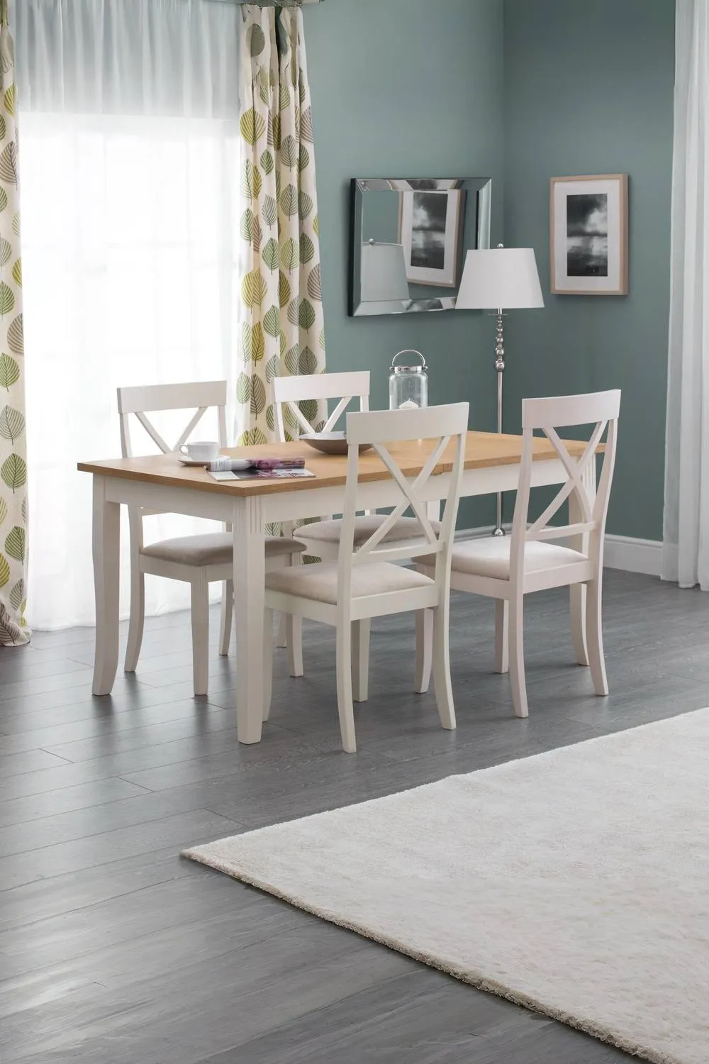 Julian Bowen Davenport Rectangular Extending 4-6 Seater Dining Table in Ivory 4