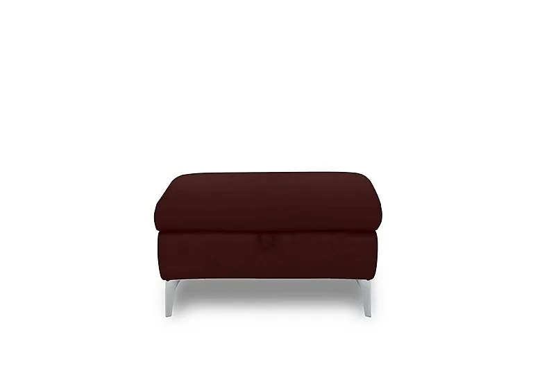 Vino Leather Storage Footstool - Ruby