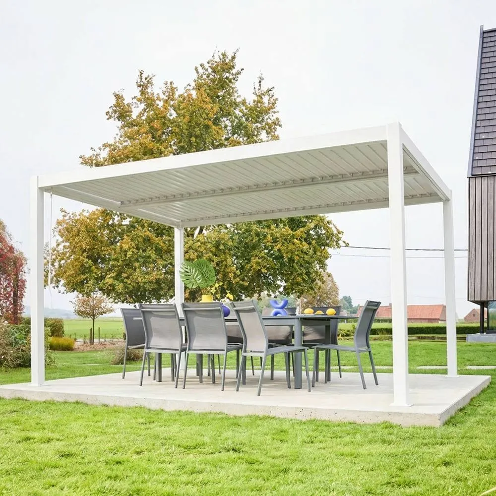 sweeek Louvered pergola aluminium & steel 4 x 3m in White 6
