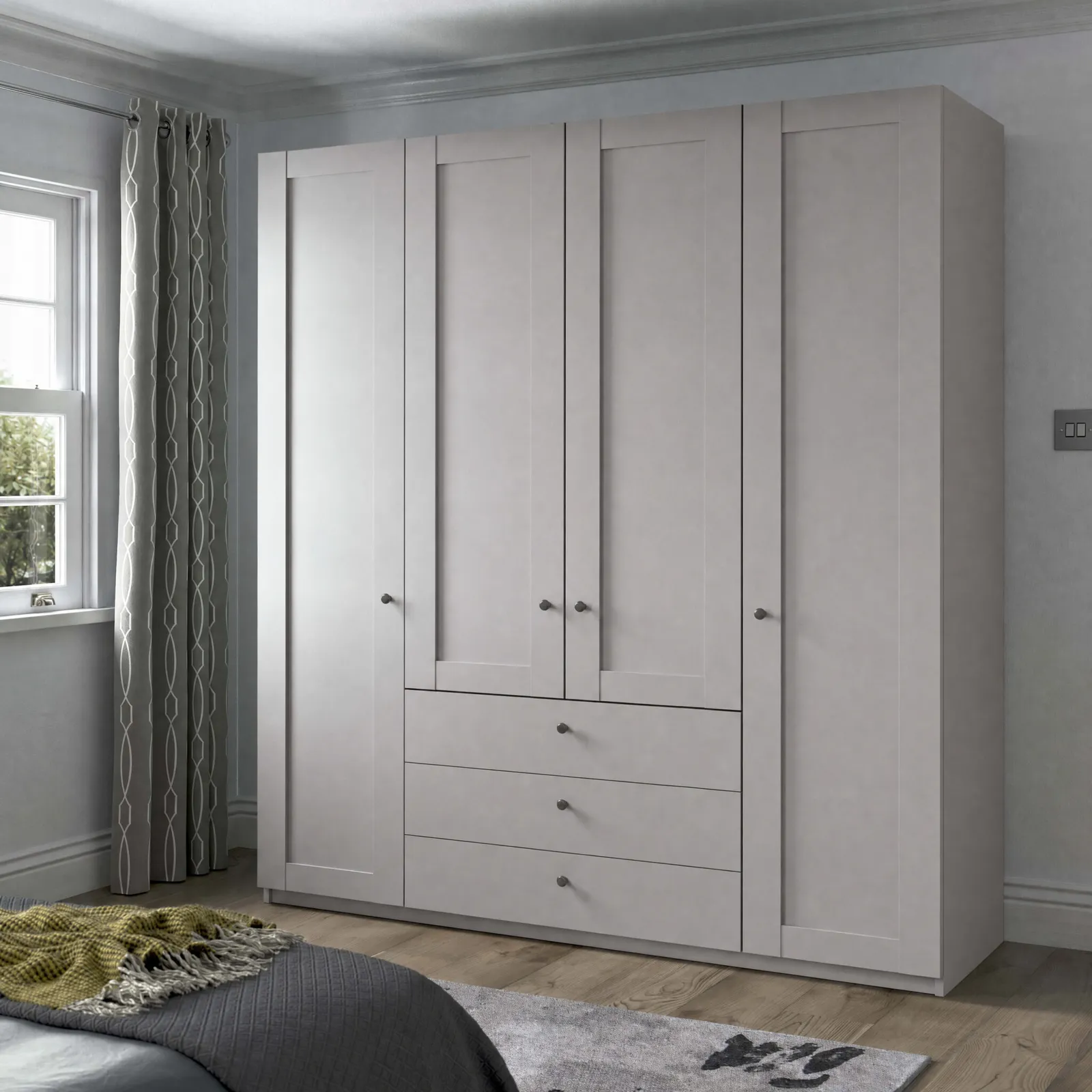 Varese 200Cm 4 Door 3 Drawer Functional Unit, Grey | Barker & Stonehouse 2