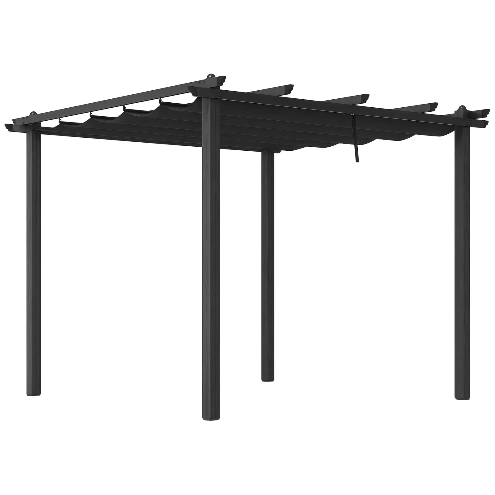 OUTSUNNY 3 x 3(m) Aluminium Pergola with Retractable Roof, Garden Gazebo in Dark Grey 2