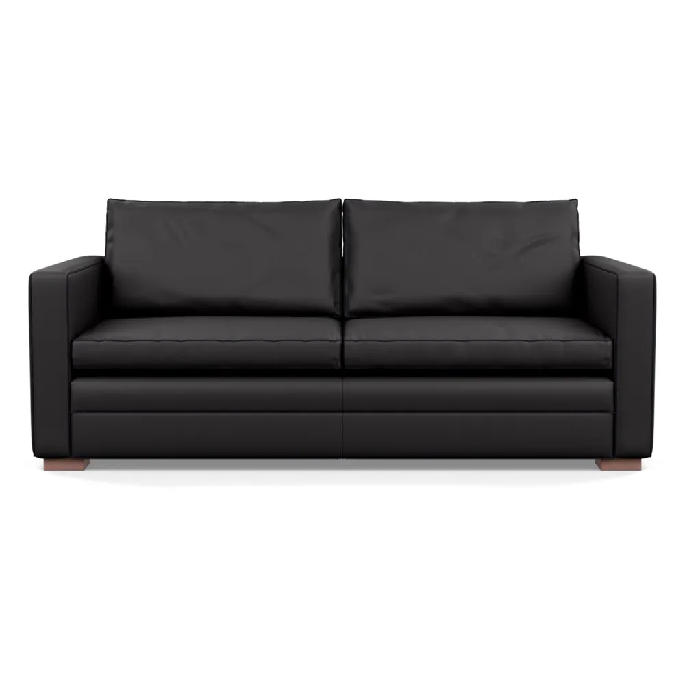 Heal's Palermo 3 Seater Sofa Leather Grain Graphite 063 Walnut Feet 1