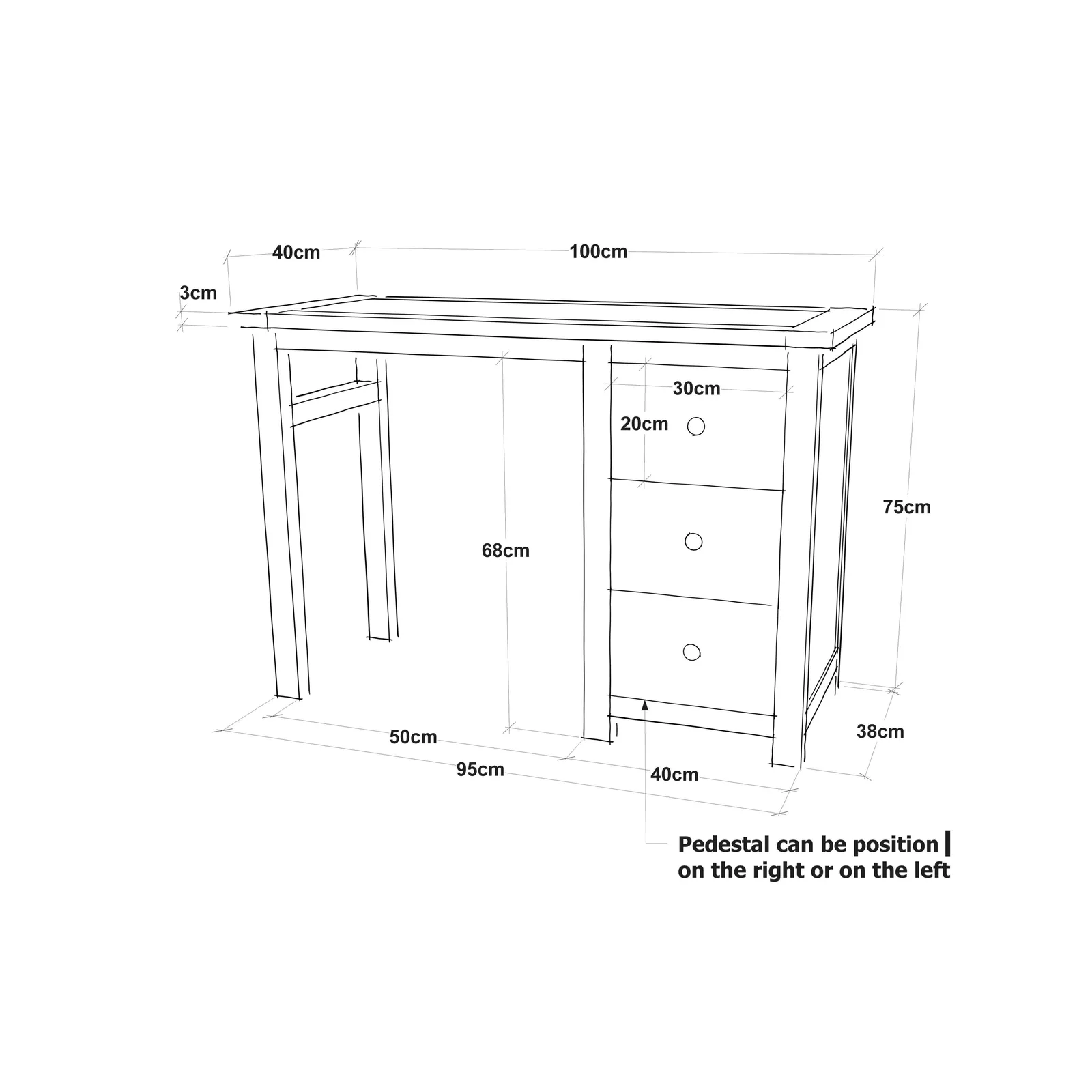 Cabinet Bits Maggiori 3 Drawer Dressing Table Set Brass Knob in Off-White 6