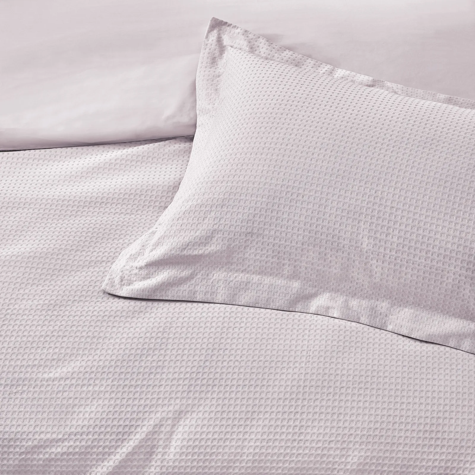 Yard Waffle Textured 100% Cotton Duvet Cover Set in Light Pink 4