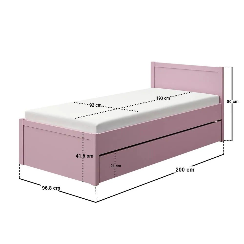 Flair Oli Single Wooden Bed with Drawers in Pink 6