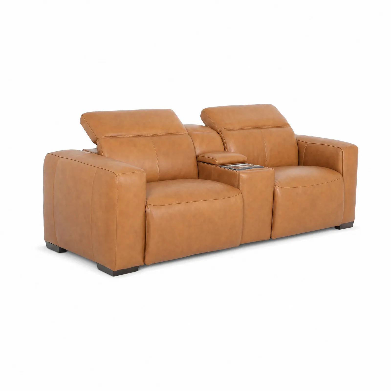 Winston Power Recliner Sofa With Centre Console, Brown Leather | Barker & Stonehouse 4