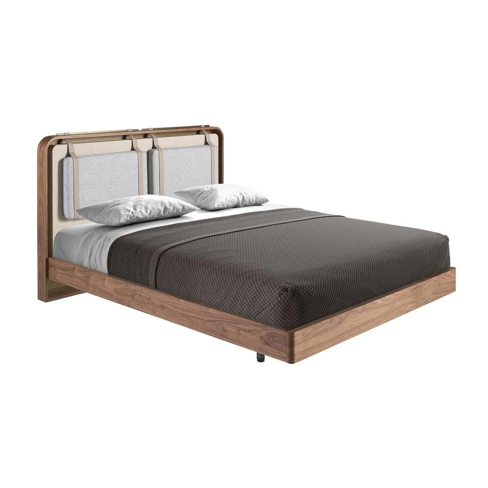 Angel Cerda Upholstered Bed in Beige & Grey Fabric 6