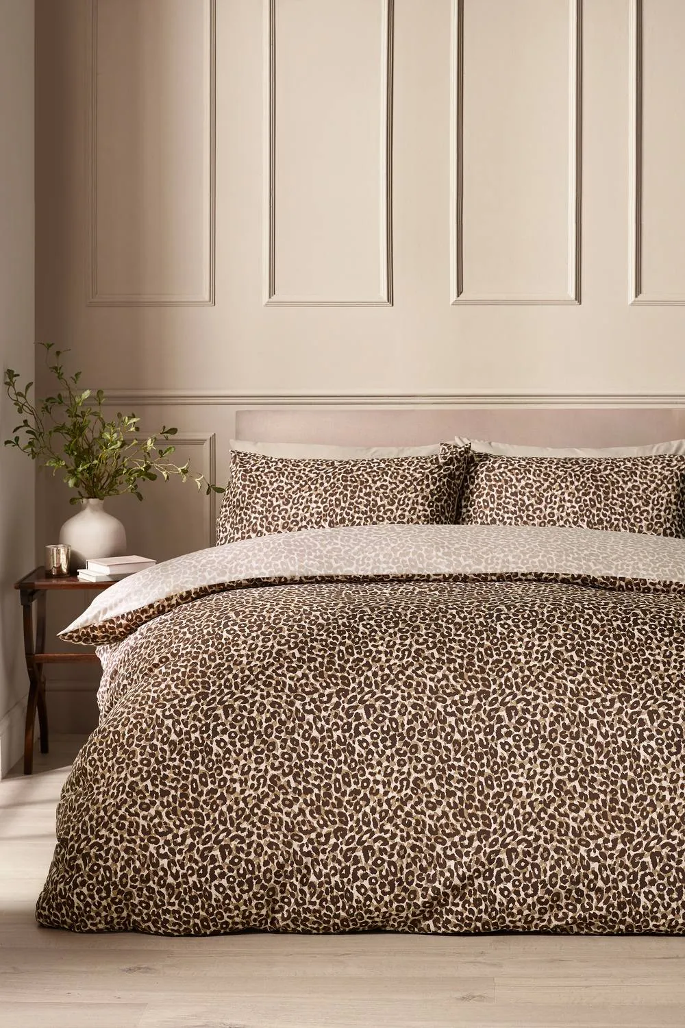 Catherine Lansfield 'Animal Print' So Soft Reversible Duvet Cover Set in Brown 1