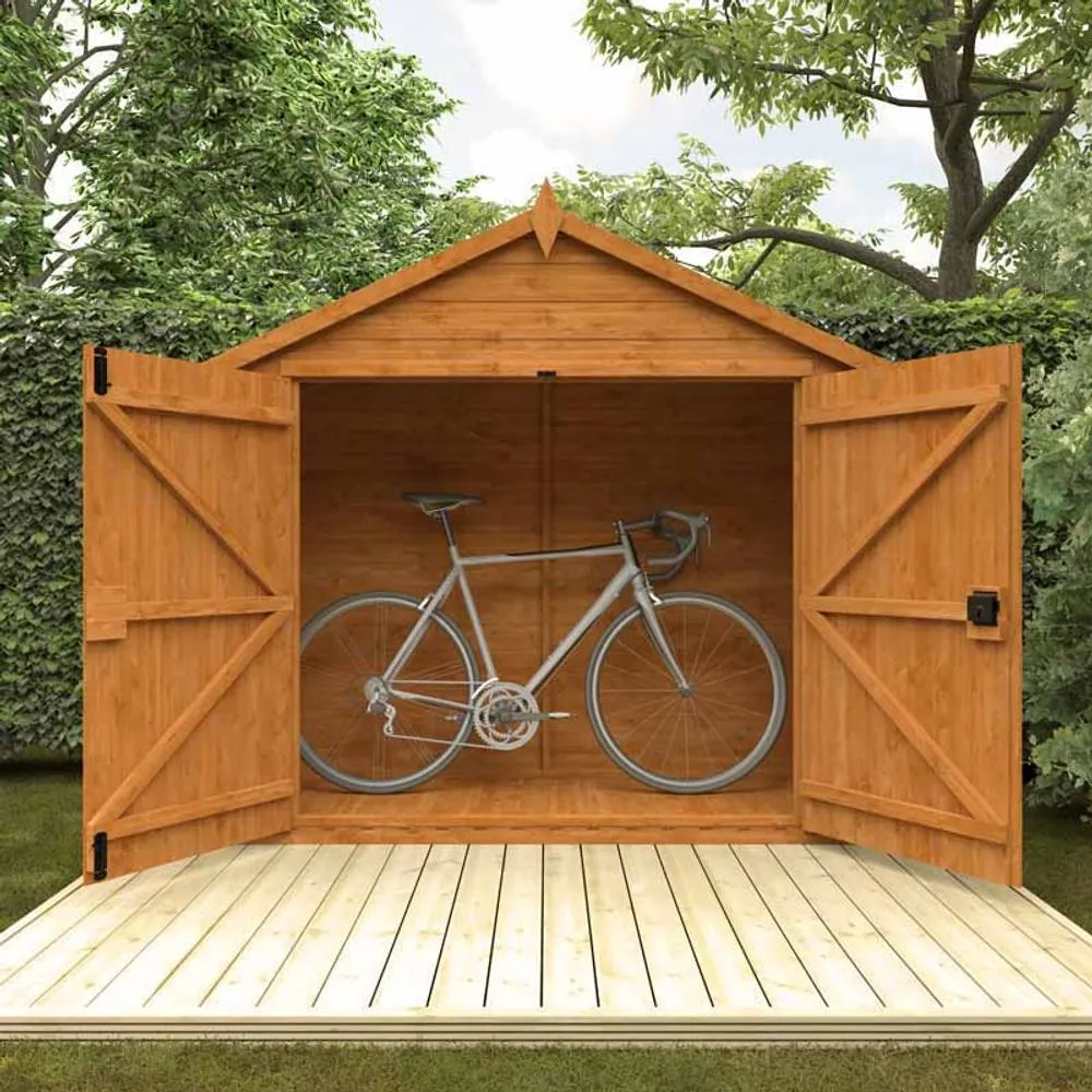 Buttercup Farm 3 x 7 Feet Apex Compact 12mm Shed - Solid Wood/Softwood/Pine in Burnt Orange 4