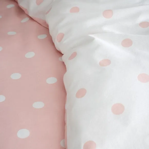 Catherine Lansfield Polka Dot 100% Brushed Cotton Duvet Cover & Pillowcase Set 4