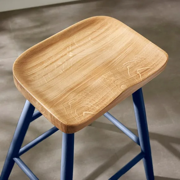 Loxwood Counter Height Painted Leg Bar Stool, Solid Oak 3