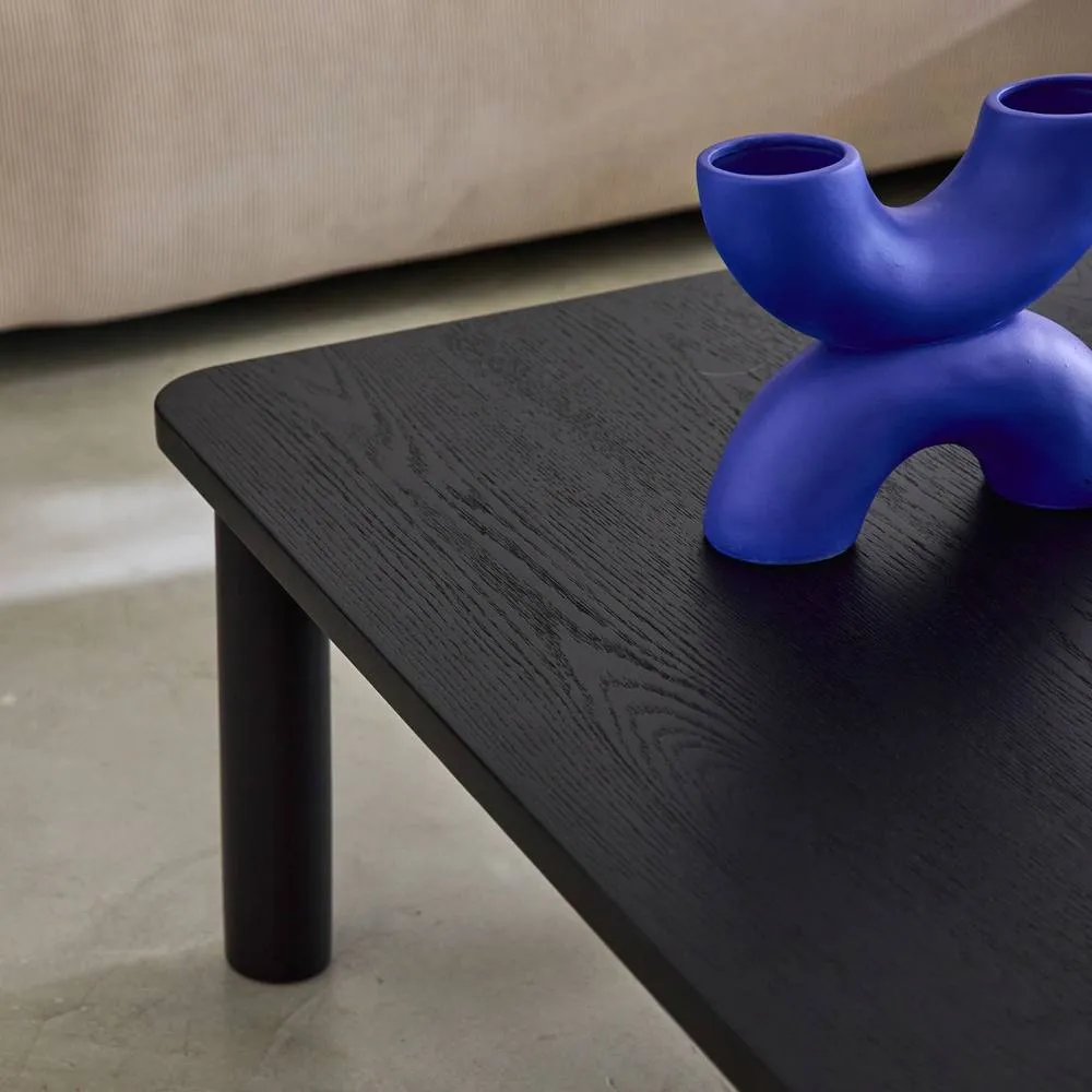 sweeek Square coffee table in hevea wood oak veneer in Black 5