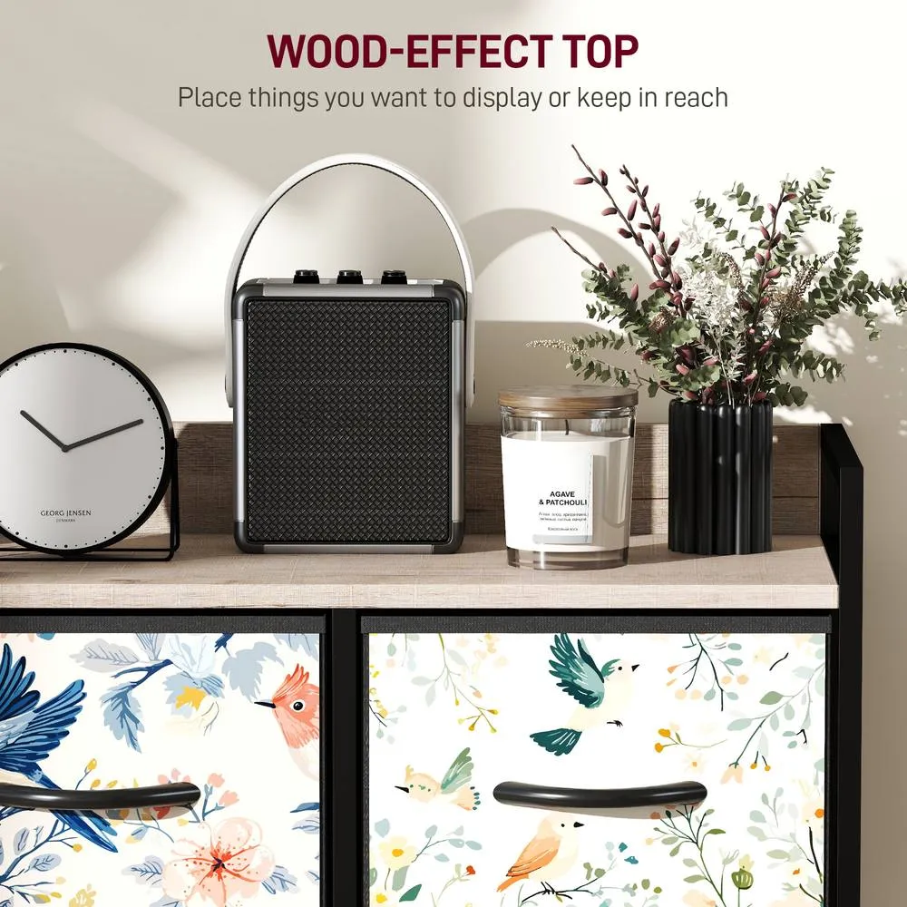 HOMCOM Chest of Drawers, Fabric Dresser with Open Shelf in White 6