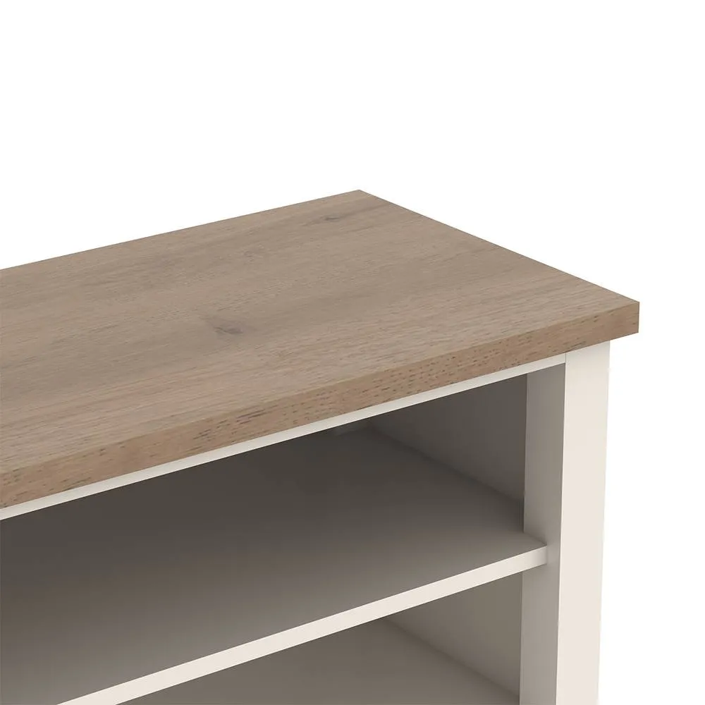 Melody Maison Large Cream & Wooden Shoe Rack / Hallway Bench - 100cm in Beige 2