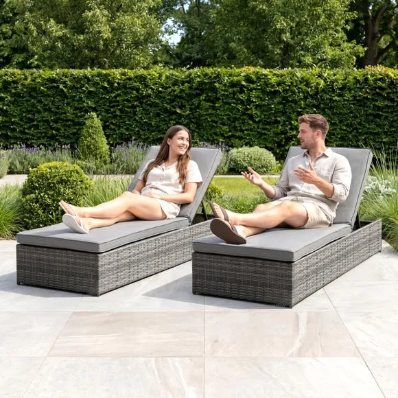 Rattan Grey Sun Lounger with Cushion 4