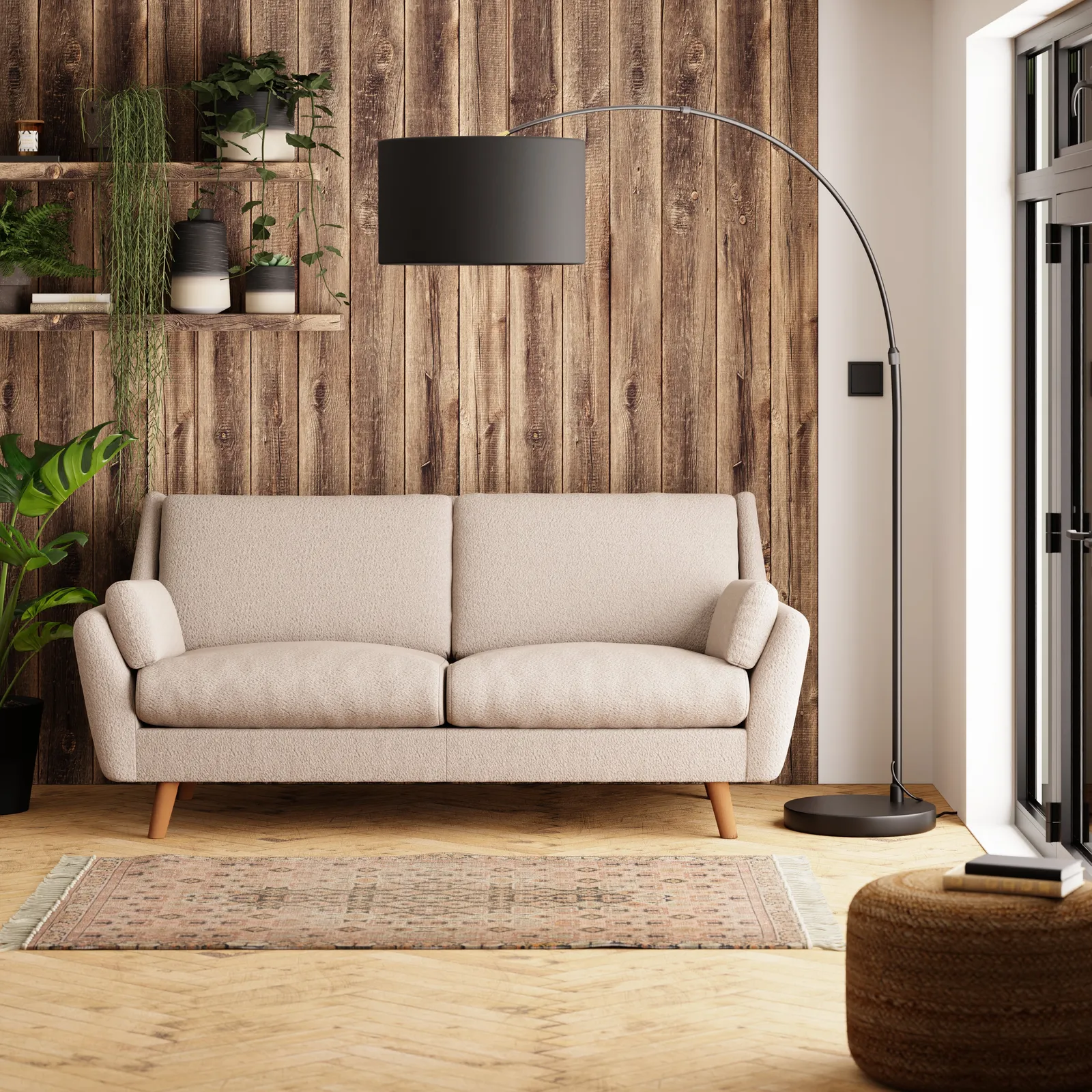 Milo Chunky Boucle 3 Seater Sofa Beige