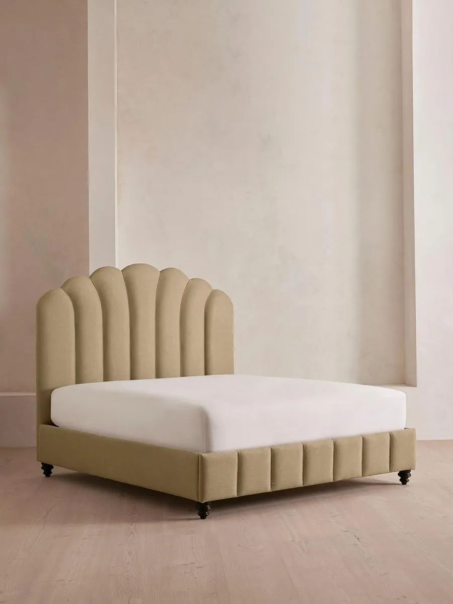 Manette Bed, with Twisted Cord, King, Linen, Wheat