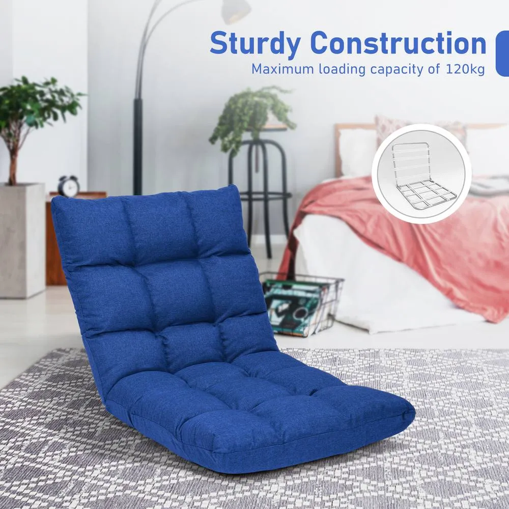 Costway 14-Position Adjustable Floor Chair Folding Video Gaming Sofa Chair in Blue 6