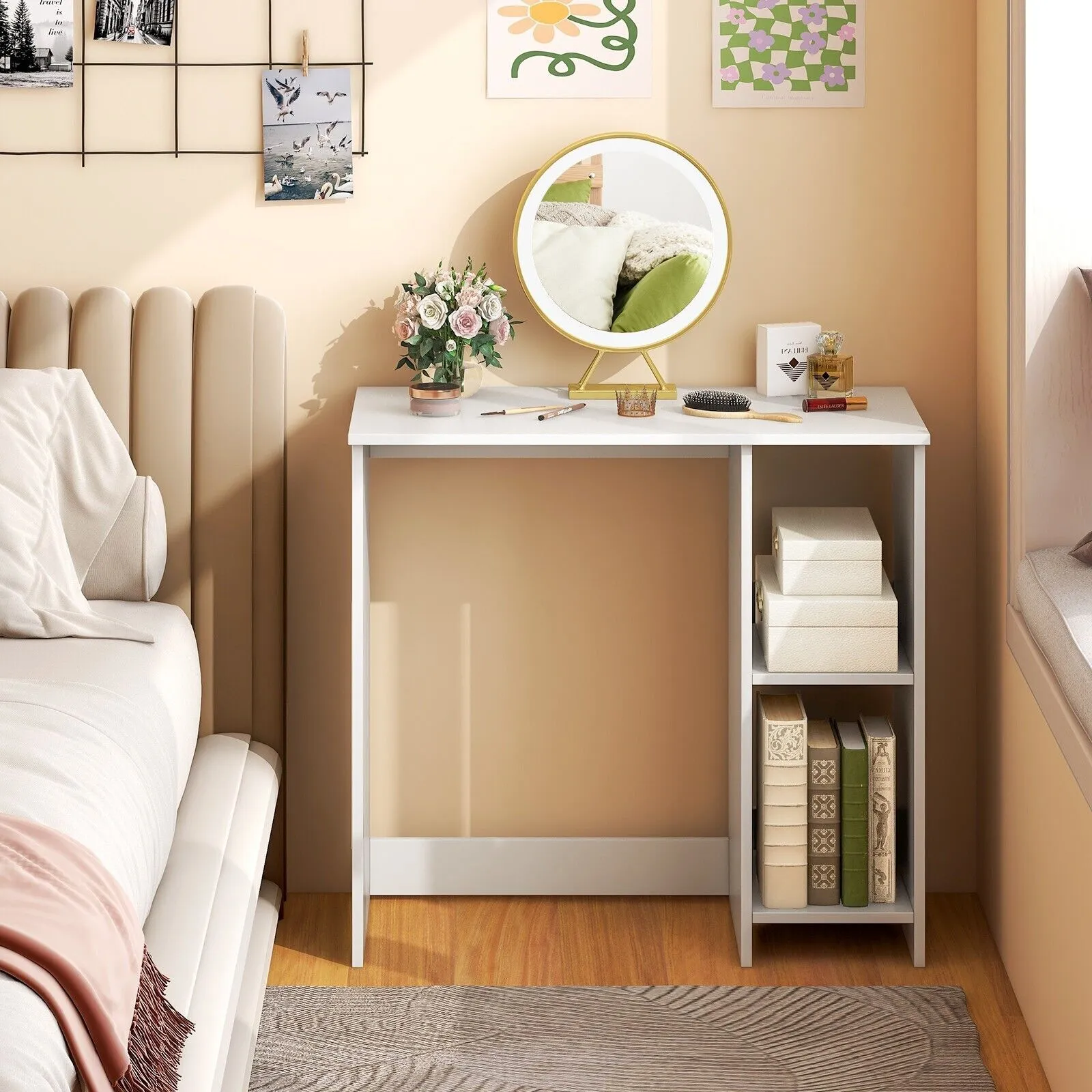 Costway Small Computer Desk Home Office Desk Modern Study Writing Desk in White 3