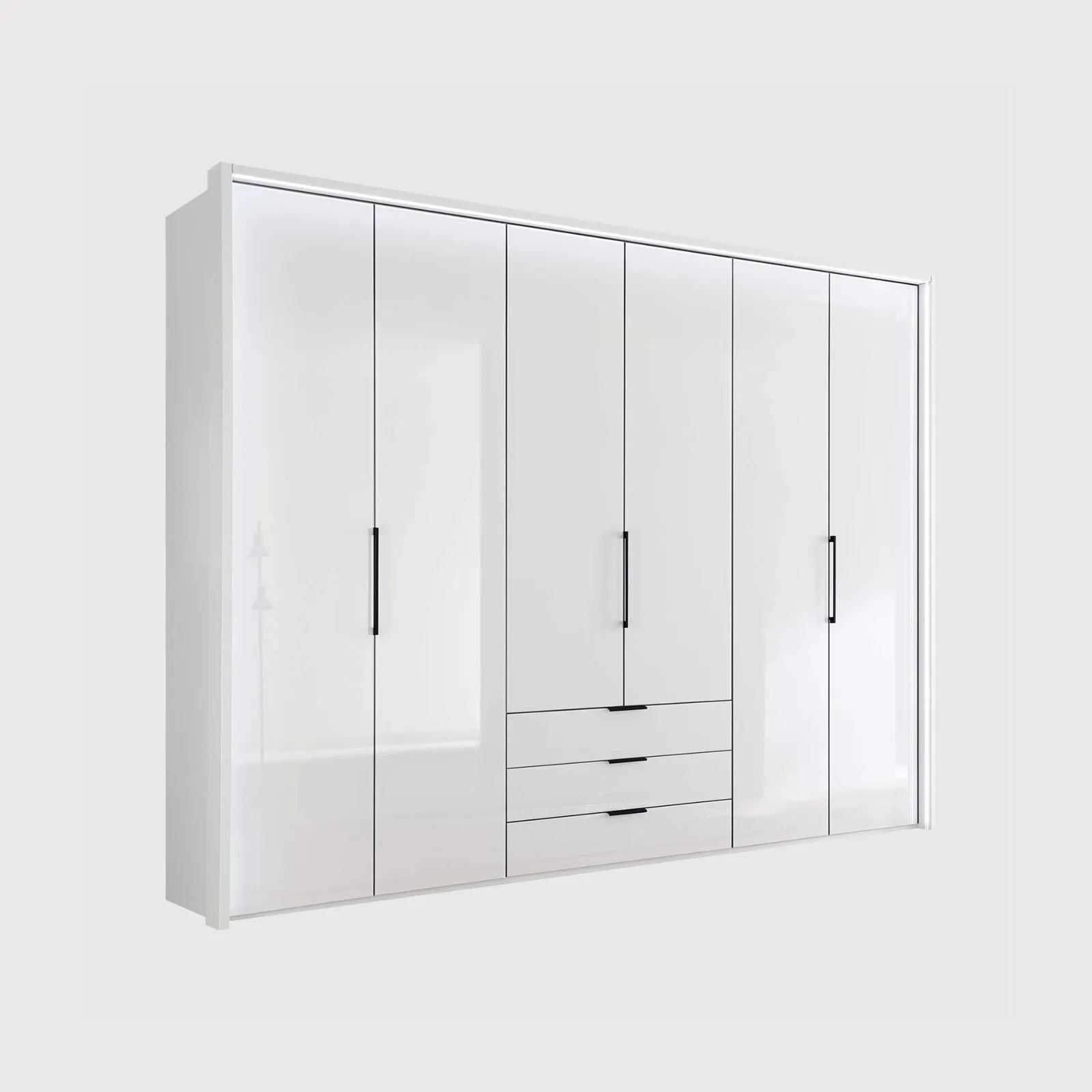 Templin 2000 6 Glss Door Combi Wardrobe, White | Barker & Stonehouse 1