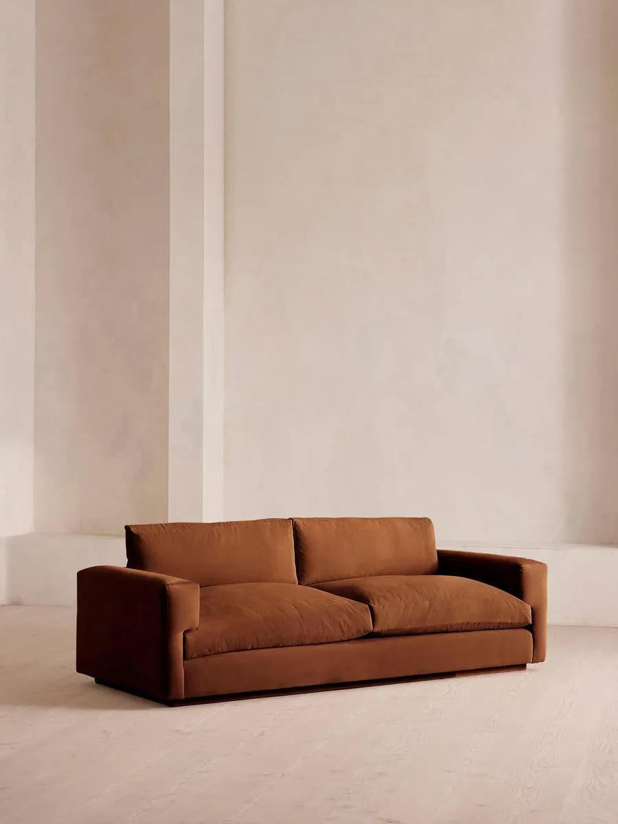 Mossley Three Seater Sofa, Velvet, Cinnamon