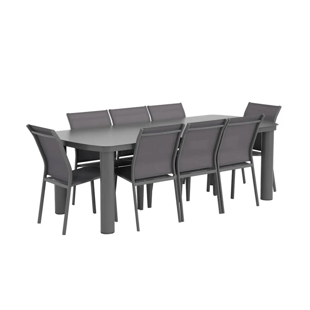 sweeek Aluminium garden table + 8 chairs in Dark Grey 2