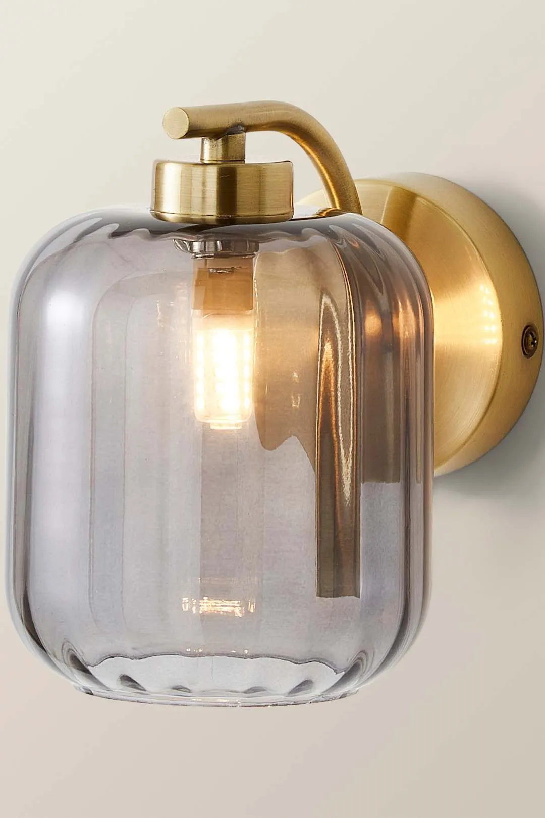 ValueLights Amelie Gold Stem Single Ribbed Glass Lamp Wall Light with LED Bulbs 3