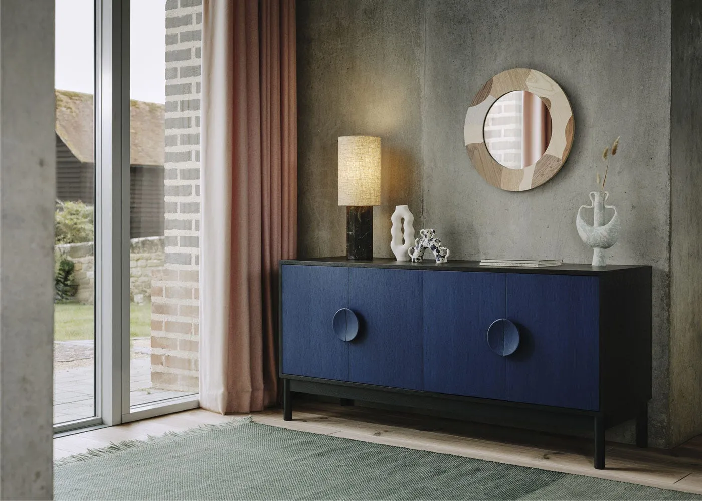 Heal's Tinta Sideboard Red Stain Frame Black Stain Doors 3
