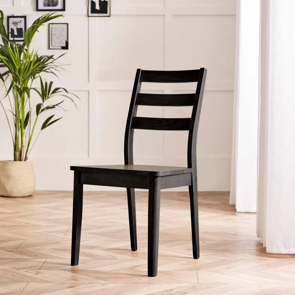 FurnitureboxUK 2x Lynton Black Wooden Dining Chairs 2