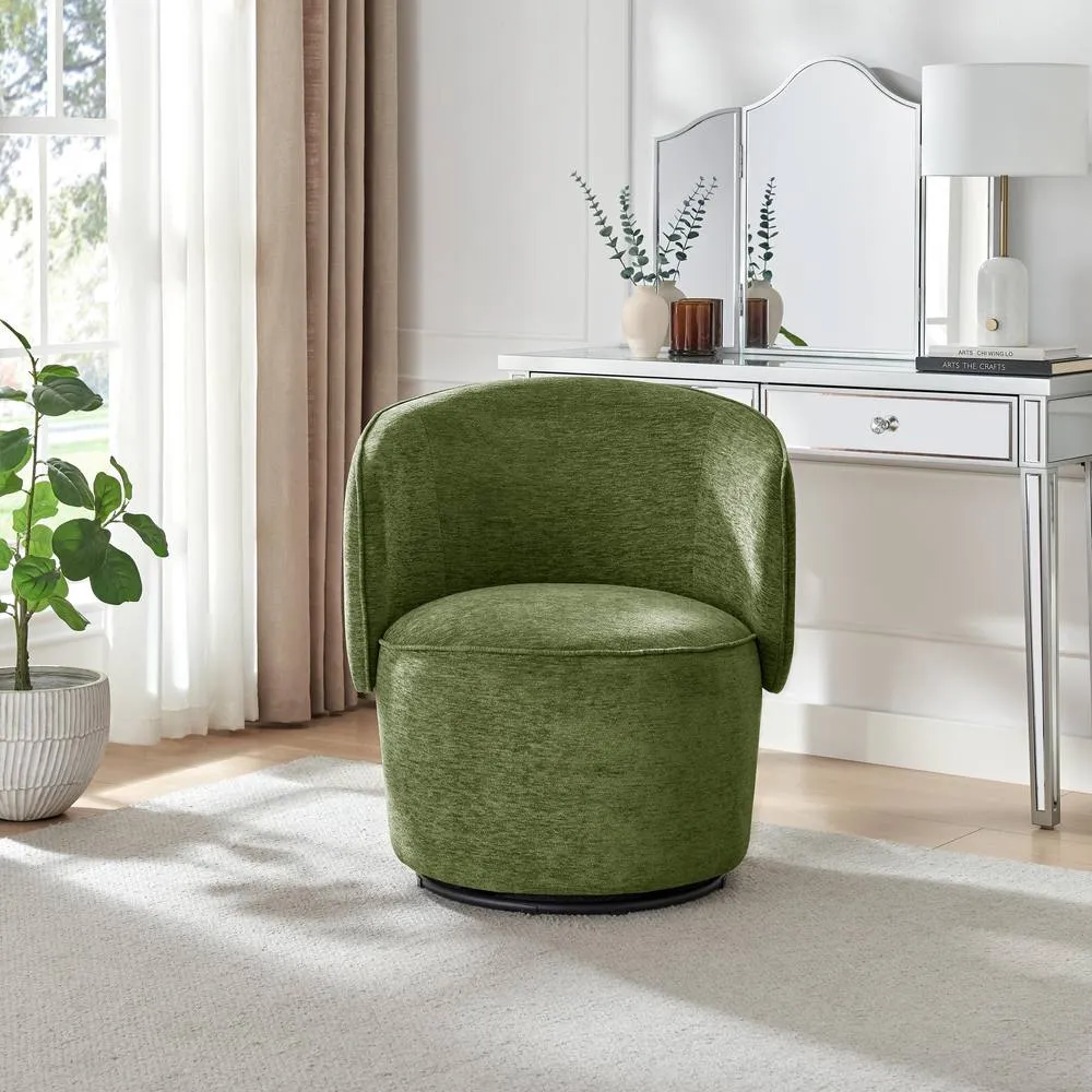 FurnitureboxUK Liode Fabric Round Swivel Accent Chair in Green 3
