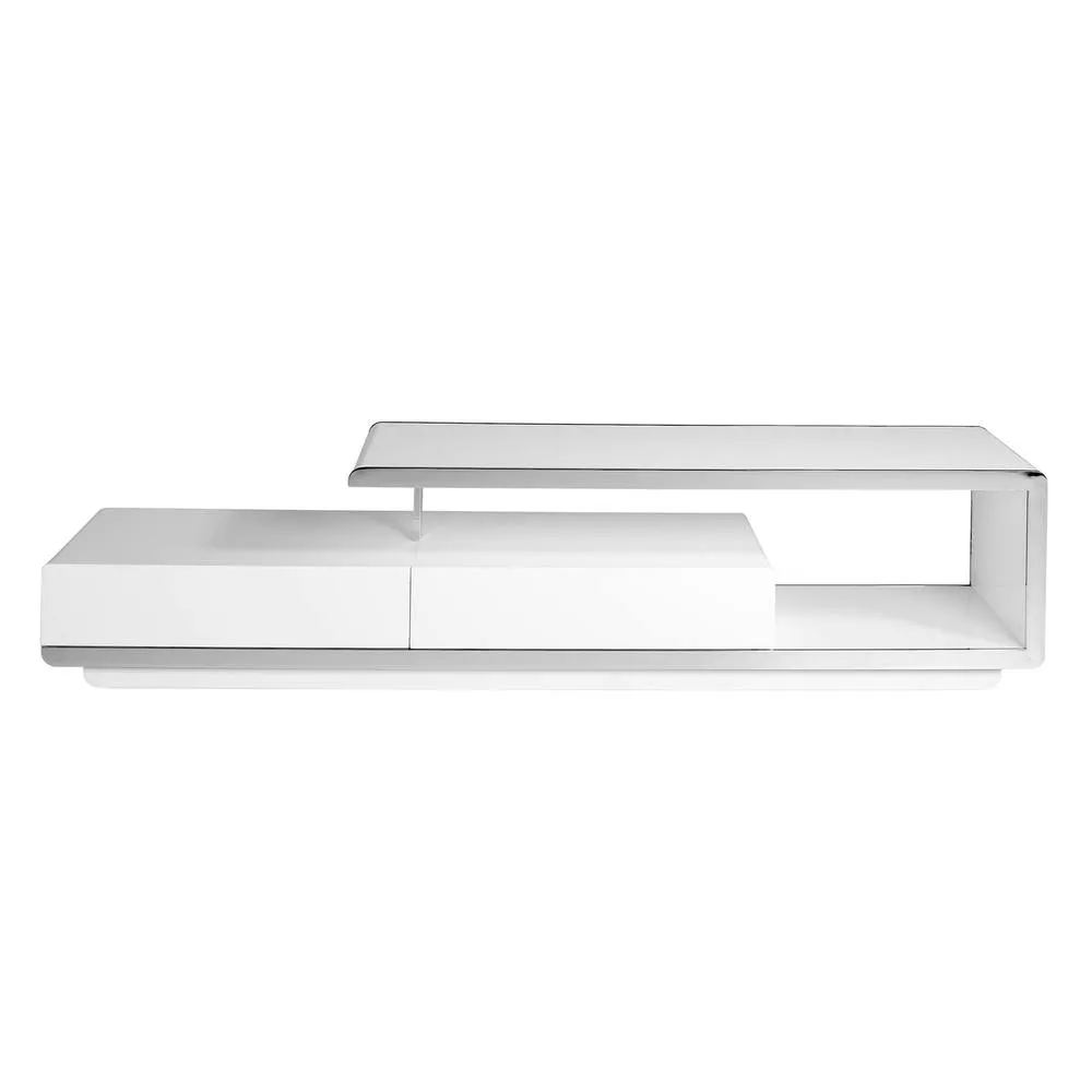 Angel Cerda White MDF TV Stand with Chromed Stainless Steel Base 2