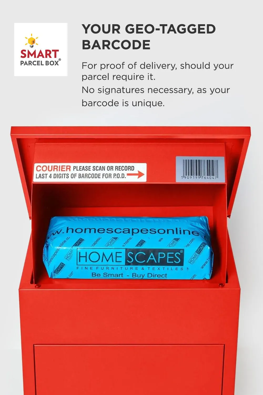 Homescapes Smart Parcel Box® Medium Front Access Secure Delivery Box in Red 6